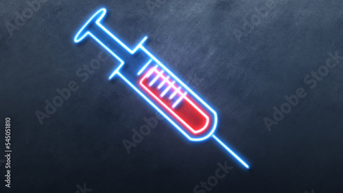 health drug neon Icon in convesation Neon animation. Light Glowing blue Bright Symbol with Dark Background photo