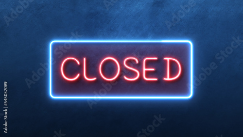 closed Icon in convesation Neon animation. Light Glowing blue Bright Symbol with Dark Background
