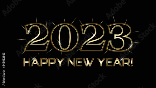 Happy new year 2023 gold background vector
