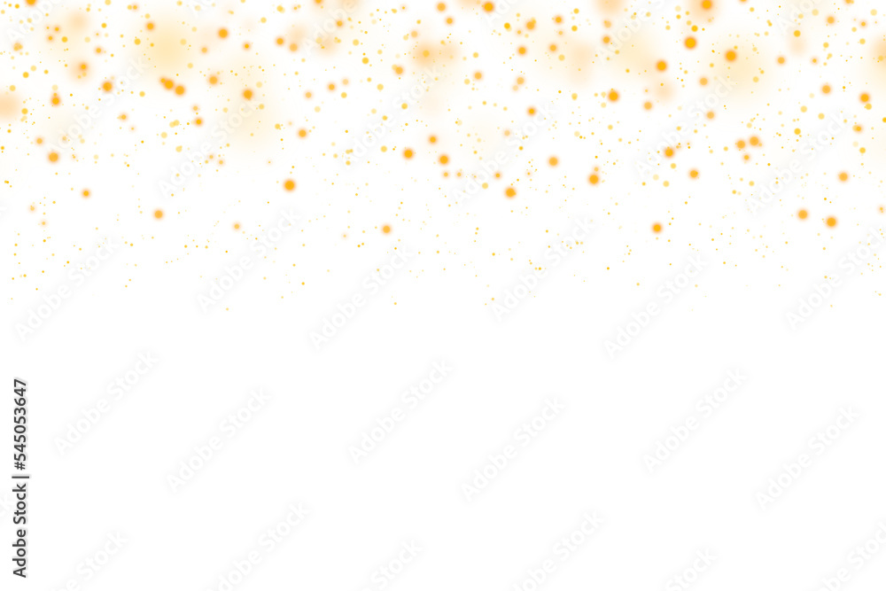 Gold glittering stars dust and bokeh background. Abstract christmas glow light texture. - obrazy, fototapety, plakaty 