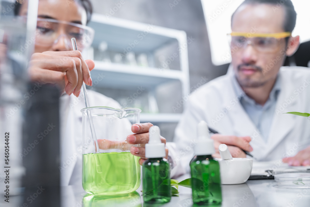 pharmaceutical science laboratory of health care cosmetic research, apothecary scientist working to test a organic herb drug of chemical medicine experiment with chemist doctor, beaker glasses tools pharmaceutical science laboratory of health care cosmetic research, apothecary scientist working to test a organic herb drug of chemical medicine experiment with chemist doctor, beaker glasses tools