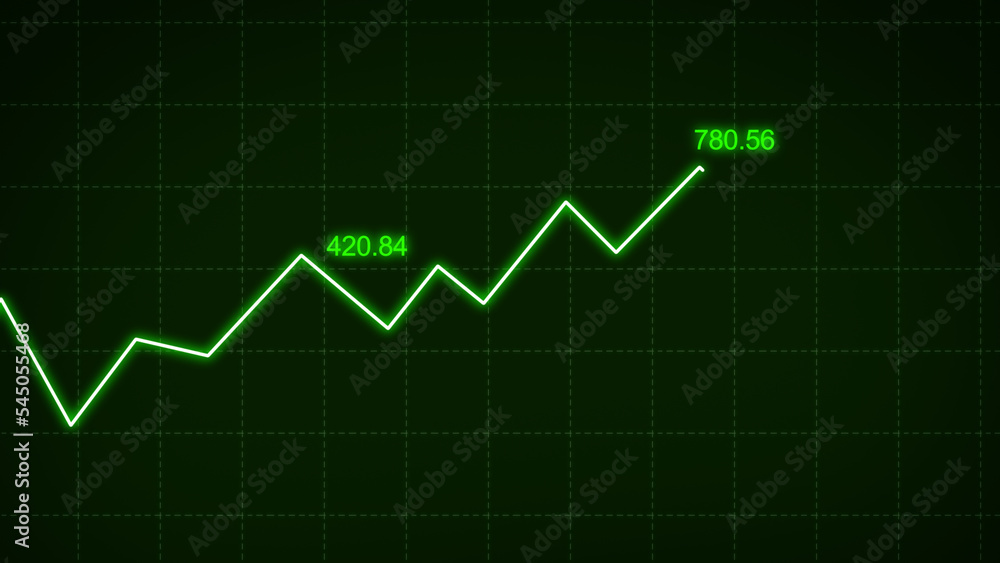 Stock markets uptrend dynamic chart on dynamic green background. Concept of financial stagnation, recession, crisis, business crash and economic collapse. upward trend 3d rendering Stock markets uptrend dynamic chart on dynamic green background. Concept of financial stagnation, recession, crisis, business crash and economic collapse. upward trend 3d rendering