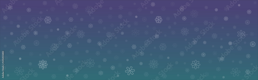 Horizontal background with snowflake snowfall. Abstract mysterious purple and green background. Christmas vector card. Winter Christmas and New Year background. Vector illustration. Horizontal background with snowflake snowfall. Abstract mysterious purple and green background. Christmas vector card. Winter Christmas and New Year background. Vector illustration.