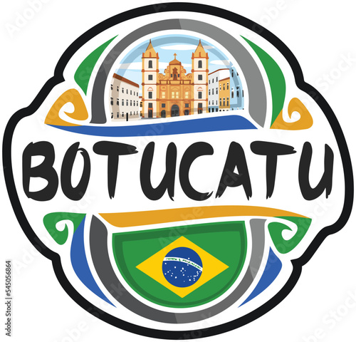 Botucatu Brazil Flag Travel Souvenir Sticker Skyline Landmark Logo Badge Stamp Seal Emblem Coat of Arms Vector Illustration SVG EPS photo