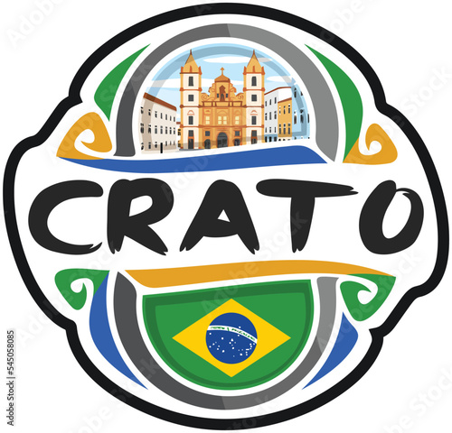 Crato Brazil Flag Travel Souvenir Sticker Skyline Landmark Logo Badge Stamp Seal Emblem Coat of Arms Vector Illustration SVG EPS photo