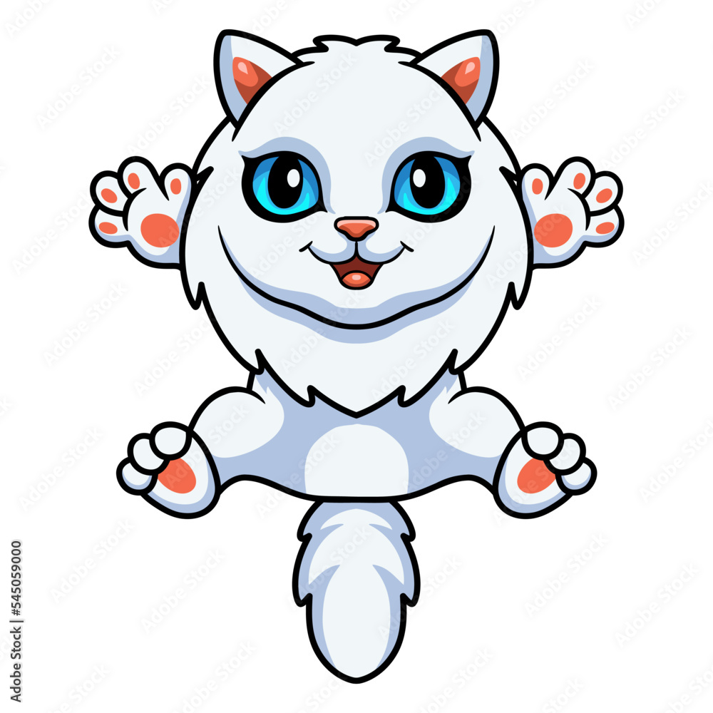 Fototapeta premium Cute little persian cat cartoon posing