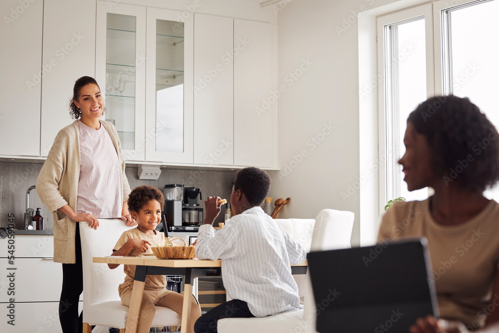 Family working and doing chores at home Family working and doing chores at home