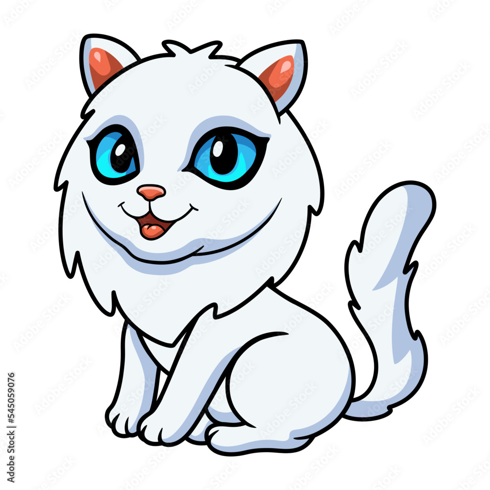 Cute persian cat cartoon sitting Cute persian cat cartoon sitting