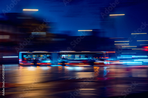 Public transport on speed in hamburgs night photo