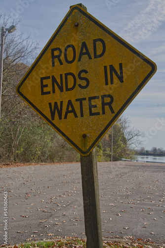 Road Ends In Water Sign 2