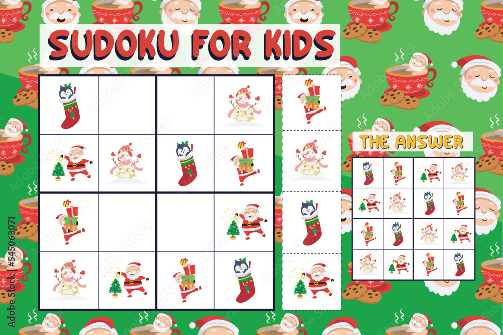 Sudoku game for children with pictures. Kids activity sheet. Training ...
