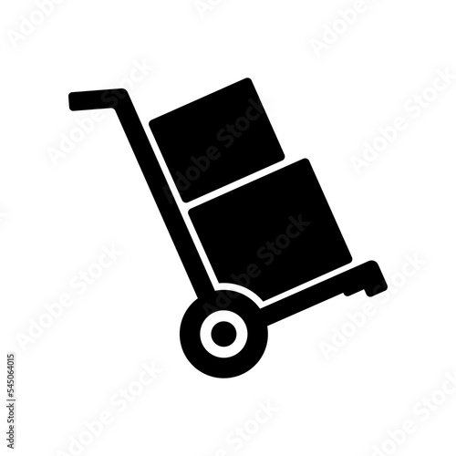 Handcart Icon Vector or Black Handcart Icon Vector on White Background. Wheelbarrow icon for all purposes. Especially for the design of the icon of a trolley or goods carrier. Handcart Vector Isolated