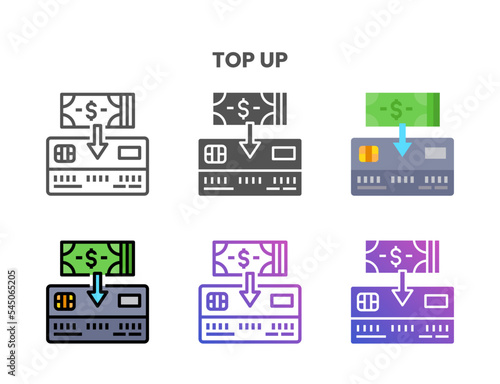 Credit Card Deposit icon set style ouline, glyph, flat color and gradient. Vector Illustration for Graphic Design Element. Isolated on white background