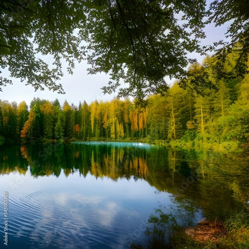 Fototapeta Naklejka Na Ścianę i Meble -  Lake Surrounded by Trees
