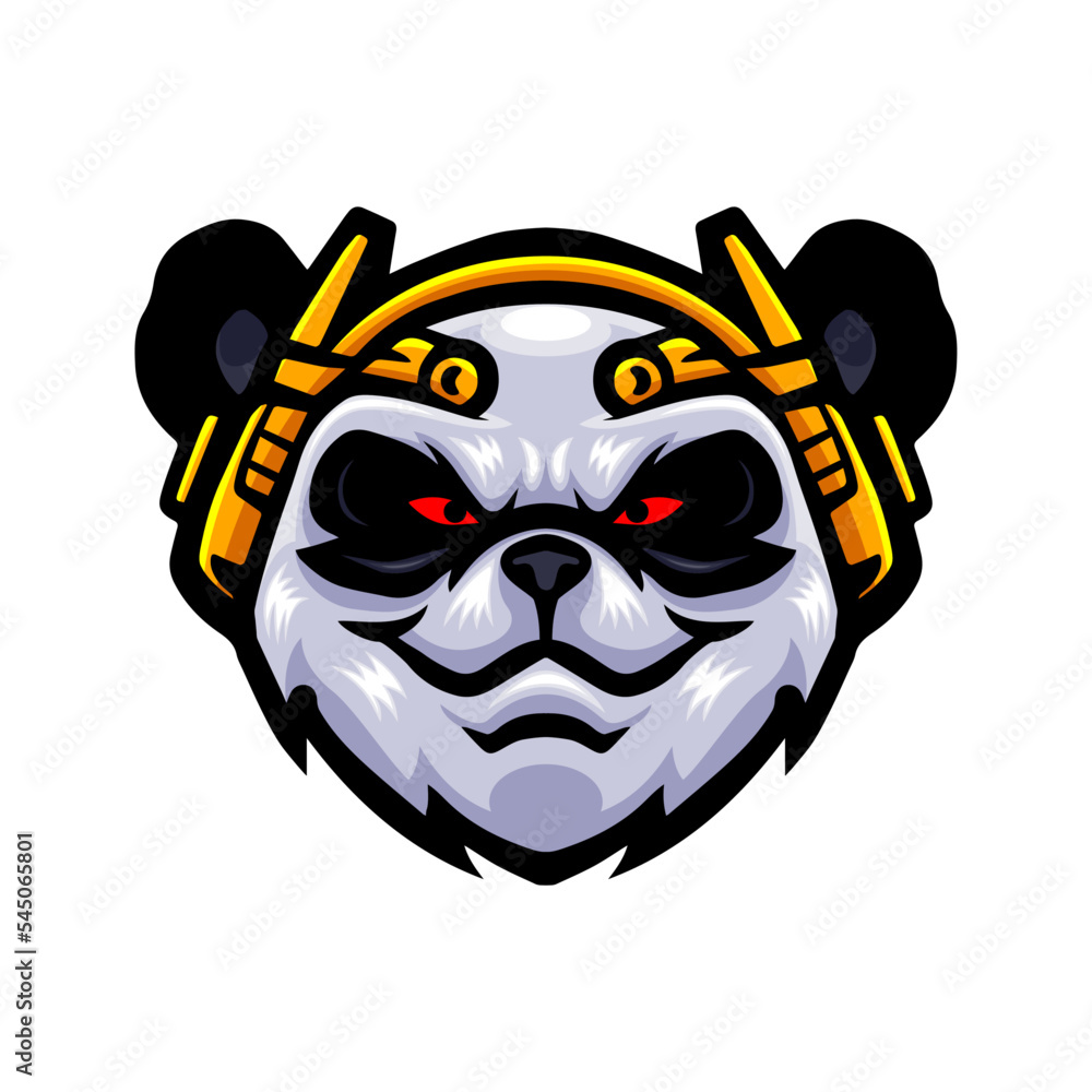 Naklejka premium Panda head logo mascot design