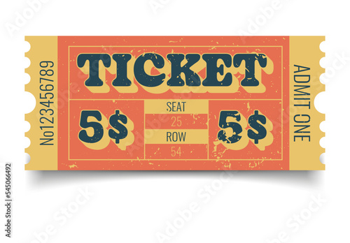 Vector retro ticket isolated isolated on white background. Cinema, theater, concert, play, party, event, festival black and gold ticket realistic template set. Ticket icon for website.