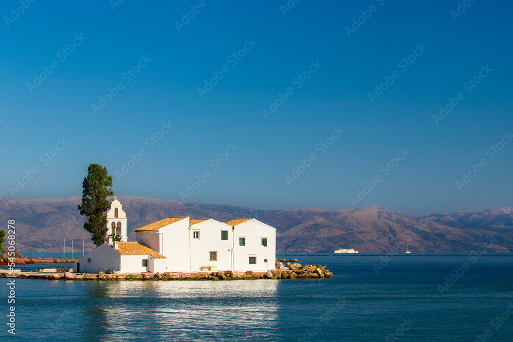 Vlacherna monastery near Kerkyra city, Corfu island, Greece, Europe ...exclusive - this image is sold only Adobe stock