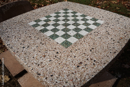 Outdoor Chess and Checker board at Campground 