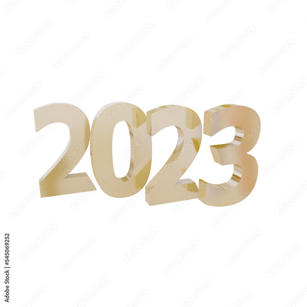 simple 2023 year 3D rendering with gold effect simple 2023 year 3D rendering with gold effect