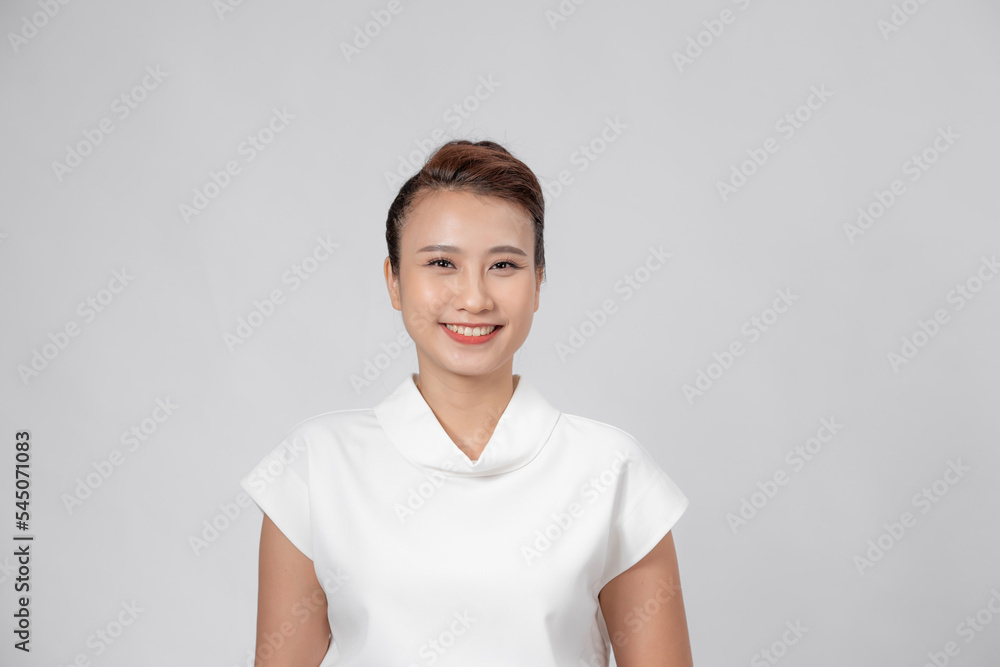 Asian business girl Startup successful power business leader women executive people looking camera copyspace isolated on white Asian business girl Startup successful power business leader women executive people looking camera copyspace isolated on white