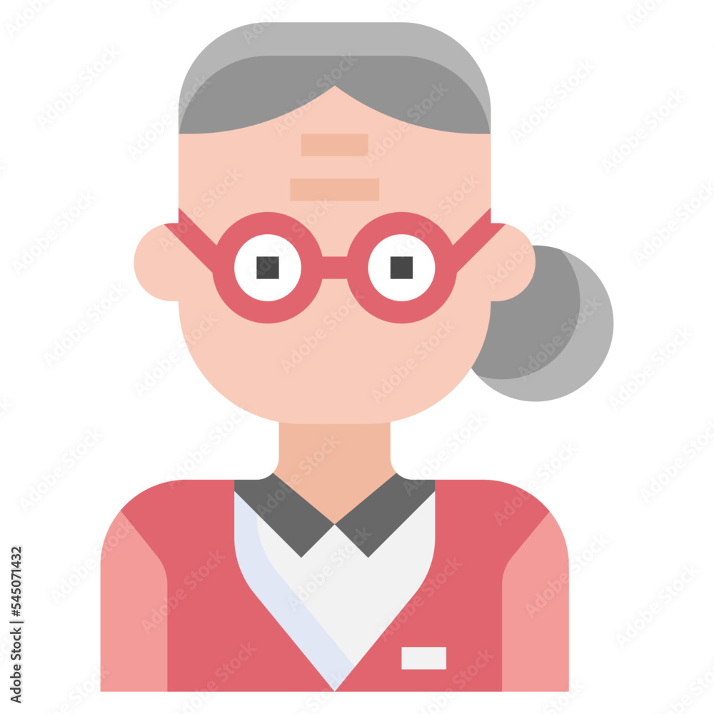 grandmother flat icon,linear,outline,graphic,illustration