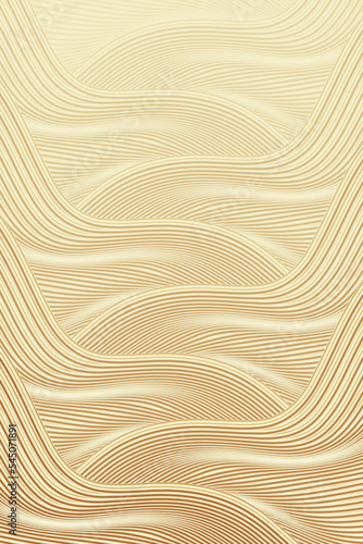 3D render waveform flowing gold abstract lines textured background texture