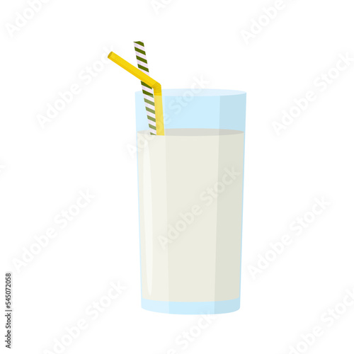 Glass of milk. Elements for design farm products, healthy food. Flat vector illustration.