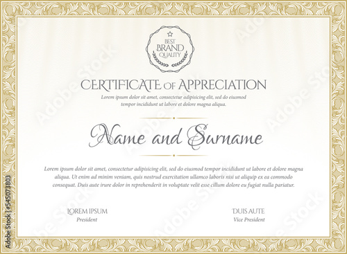 Certificate template. Diploma of modern design or gift certificate.