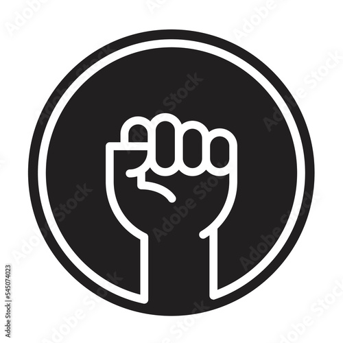 Fist Up As Protest Symbol. logo template