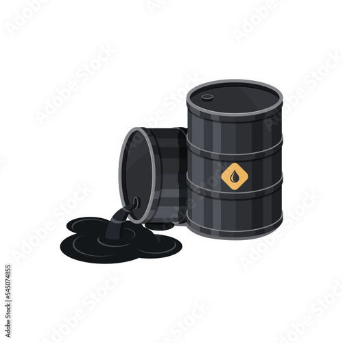 Oil barrel with black oil liquid