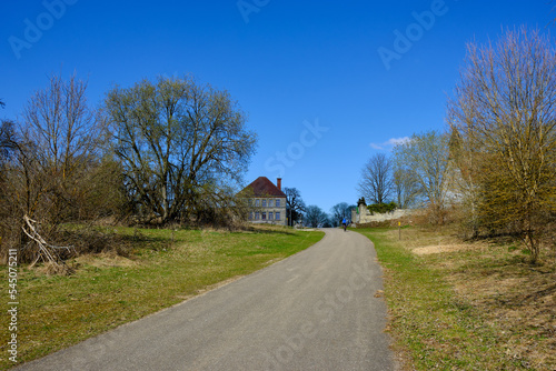 Deserted village of Gruorn, former military training area of the Münsingen Unincorporated Area, Swabian Alb Nature Reserve, Baden-Württemberg, Germany. 