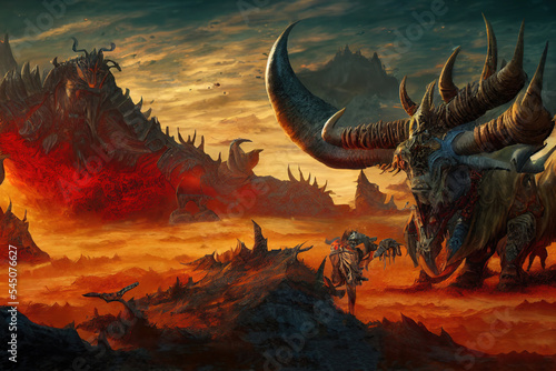 Fototapeta Giant Demonic Beast fantasy illustration