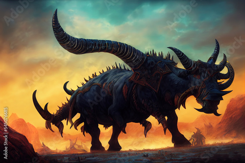Fotobehang Giant Demonic Beast fantasy illustration