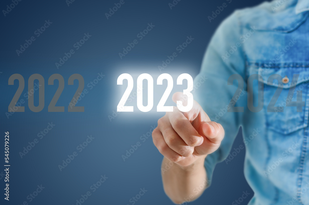 Concept of new 2023 business year with new ideas. Concept of new 2023 business year with new ideas.