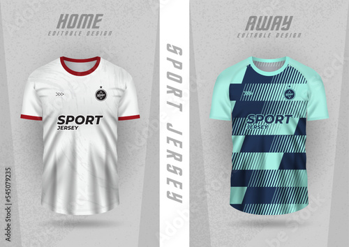 Background mockup for sports jerseys, team jerseys, club jerseys, white and blue-green stripes.