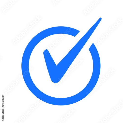 Check mark vector icon. Checkmark right symbol tick sign. Ok button correct circle icon.