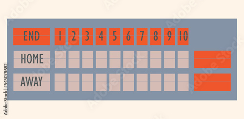 Scoreboard for curling sport - 10 ends, home, away