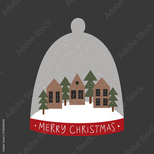 Christmas illustration with snow globe.