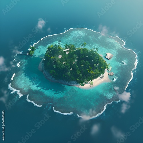 A beautiful tropical island with some fantasy elements. Perfect for games, advertising, cards, tourism, travel. 