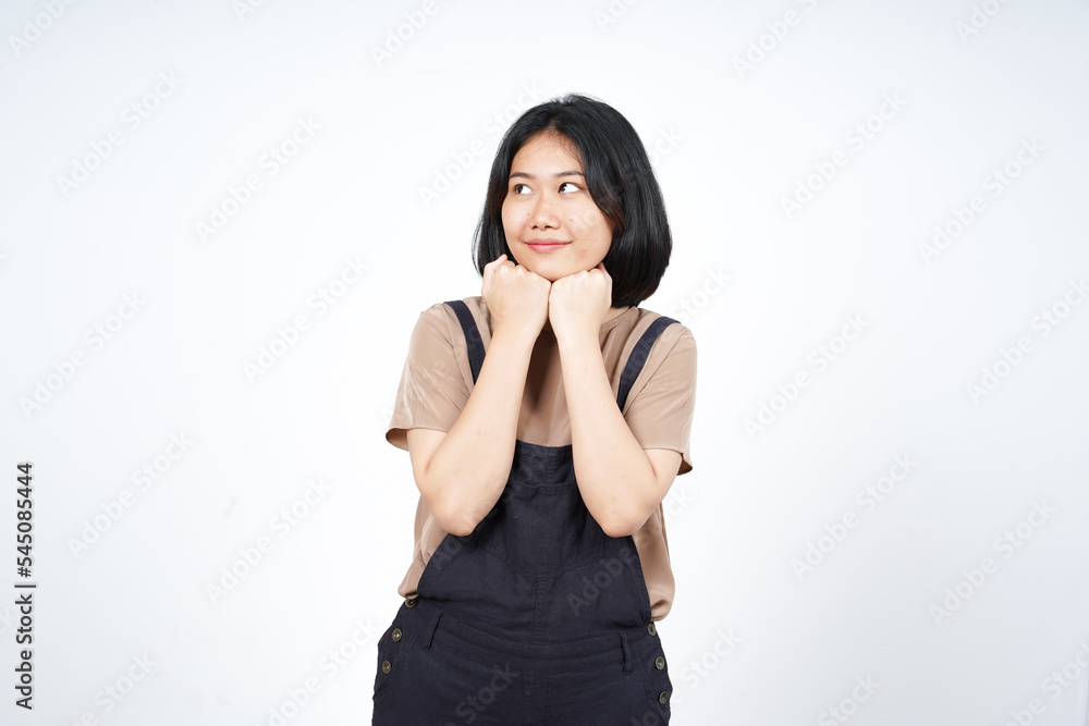 Thinking and Curious gesture Of Beautiful Asian Woman Isolated On White Background Thinking and Curious gesture Of Beautiful Asian Woman Isolated On White Background