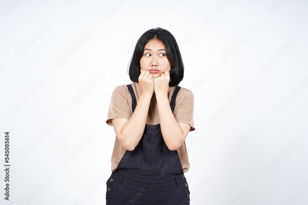 Thinking and Curious gesture Of Beautiful Asian Woman Isolated On White Background Thinking and Curious gesture Of Beautiful Asian Woman Isolated On White Background