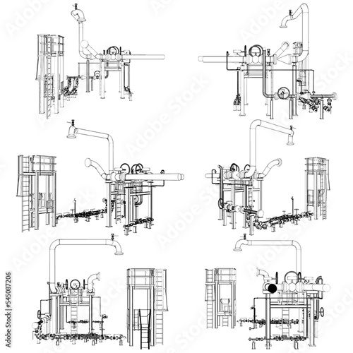 Oil Refinery Distribution Platform Vector. Illustration Isolated On White Background. A vector illustration Of A Distribution Platform.