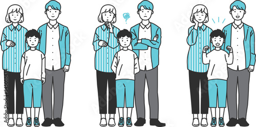 色々な表情の家族セット