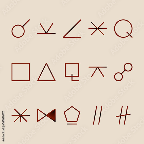 ASPECTS zodiac horoscope thin line label linear design esoteric stylized elements symbols signs. Vector illustration icons