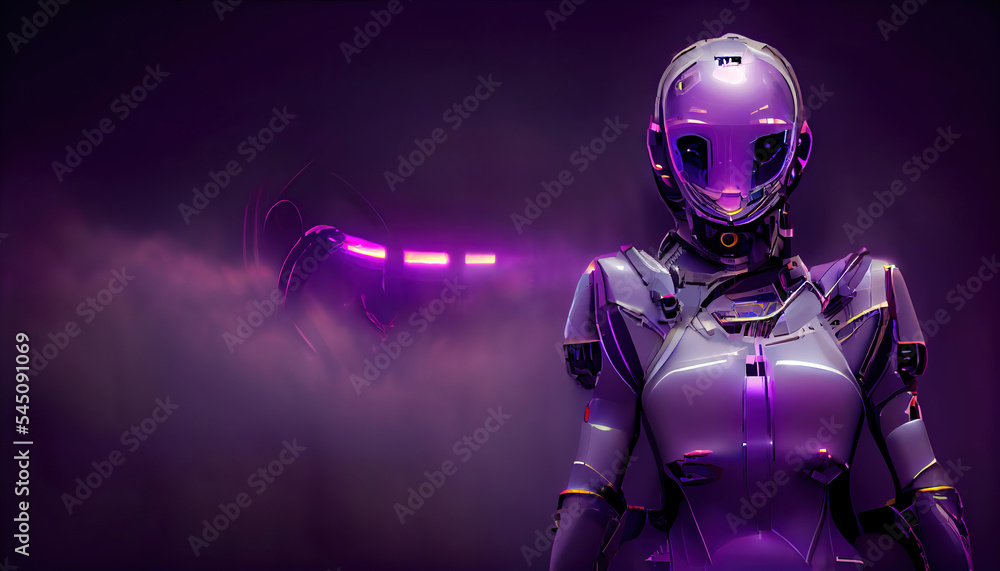 Futuristic humanoid robot cyborg