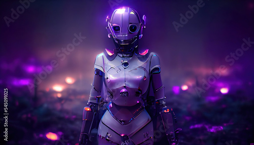 Futuristic humanoid robot cyborg photo