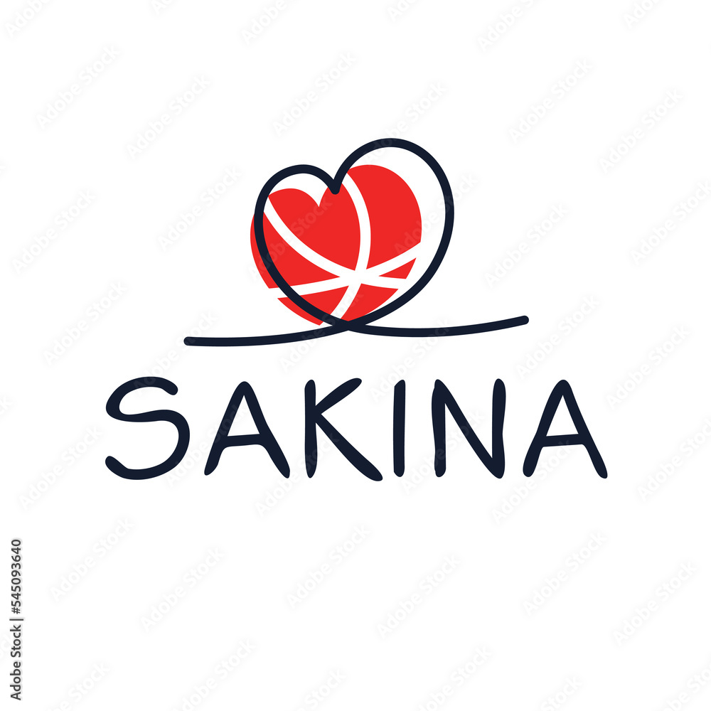 Sakina Calligraphy male name, Vector illustration.