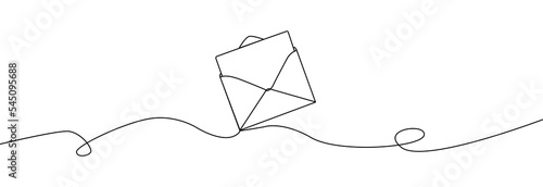 Envelope one line drawing.Continuous line drawing of paper envelope. Open envelope continuous line.New message or letter sent by email. photo