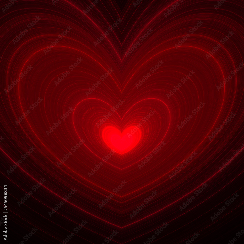 3D Fractal Render Illustration Background Red Hearts