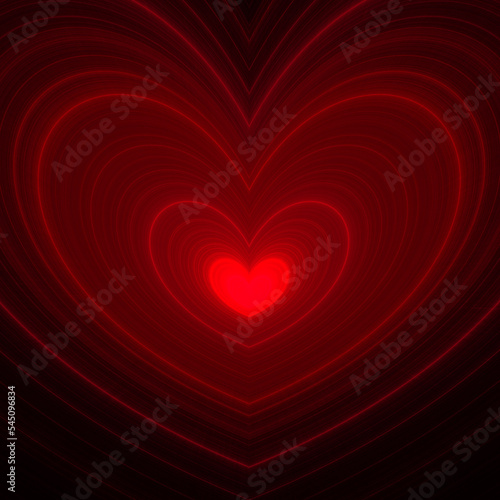 3D Fractal Render Illustration Background Red Hearts